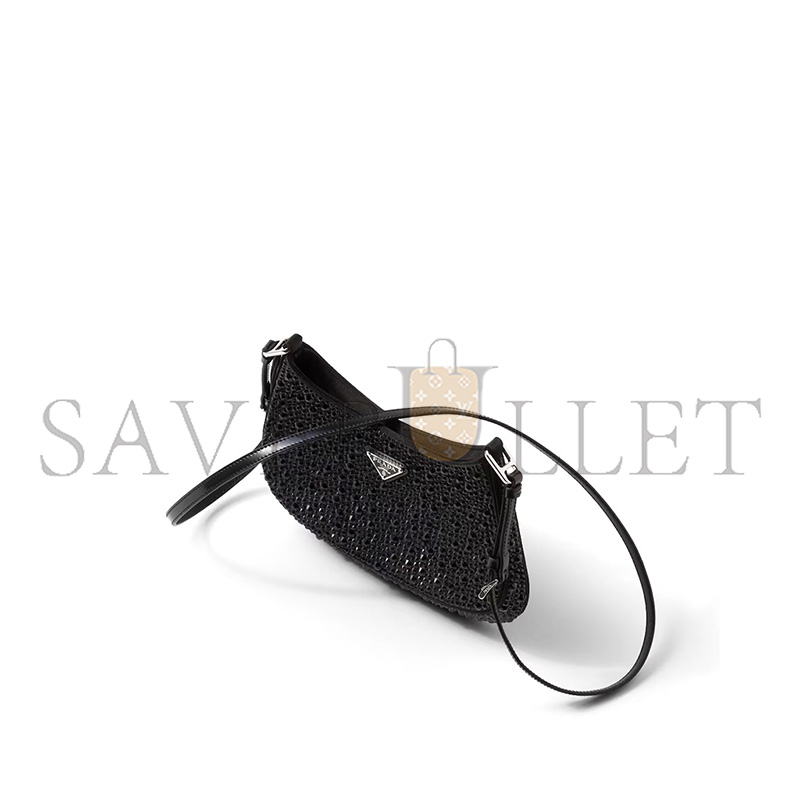 PRADA CLEO SATIN BAG WITH CRYSTALS 1BC169 (22*18.5*4.5cm)
